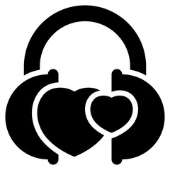 listening earphone sound love heart solid glyph