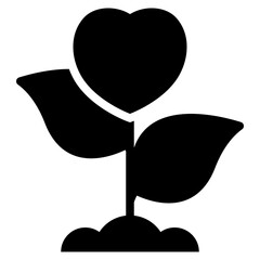 plant heart love seed nature solid glyph