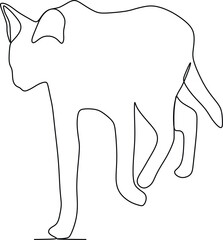 black and white cat animal continuous line illustration