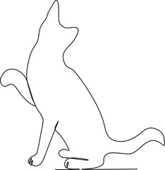 black and white cat animal continuous line illustration