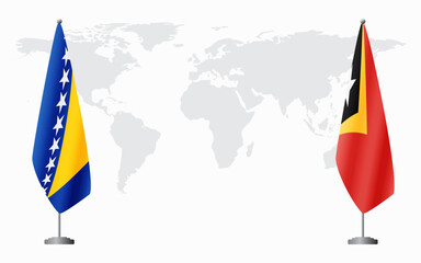 Bosnia and Herzegovina and East Timor flags for official meeting