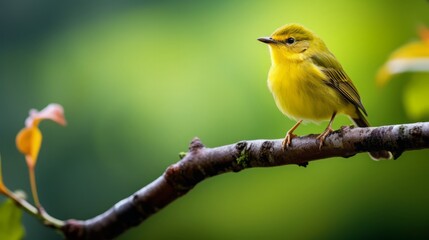 Autumnal Bird Perch Serene Morning Light Scene