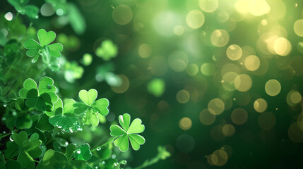 Green leaves background, St. Patrick's Day Celebration Green St. Patrick's Day Background for Festive Greetings, Ai generated image