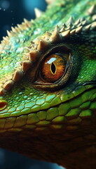green iguana eye close up
