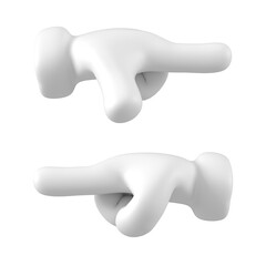 White emoji hand showing or pointing right gesture isolated. Close up arm icon, symbol, signal and sign. 3d rendering.