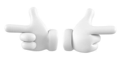 White emoji hand showing or pointing gesture isolated. Set of different icons, symbols, signals and signs. 3d rendering.