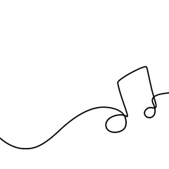 Note line hand drawn illustration vector art. Line continuous drawing. linear music icon. 
