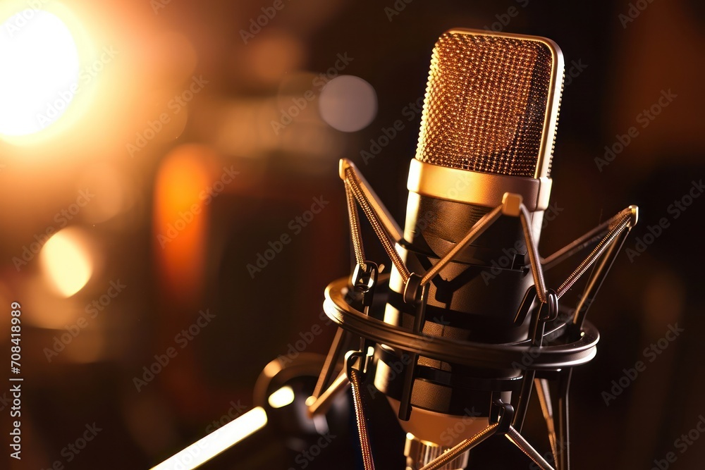 Poster podcast microphone , emphasizing a personal and intimate recording experience for creators