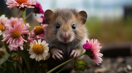 Small Rodent in a Field of Flowers