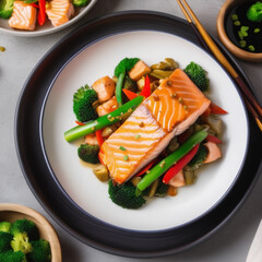 grilled salmon with vegetables