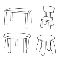 Table set for children. Vector illustration design template.
