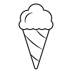 Ice cream cone simple icon, waffle ice cream cone