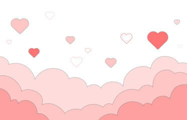 Heart Love paper cut Cloud pink frame Valentine's Day and anniversary