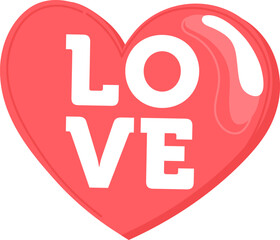 Red heart with white LOVE text. Bold and simple design, expressing affection and romance vector illustration.