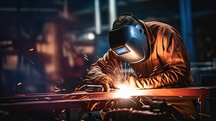 person welding onto sheet metal