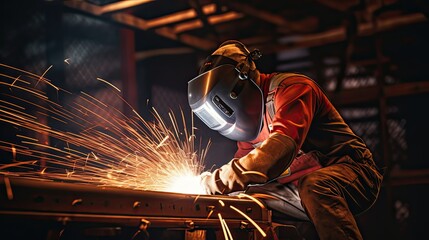 person welding onto sheet metal