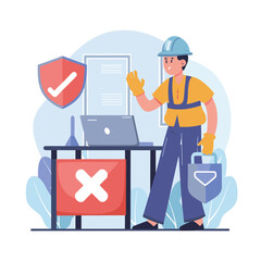 2d vector illustration safety icons , Civil protection and safety when working and taking safety 
