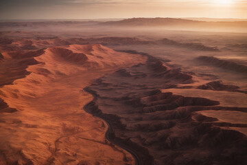 Fototapeta na wymiar Mars planet landscape aerial view