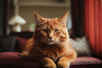 red cat on the couch