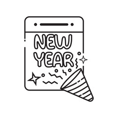 New Years Outline Icon Element