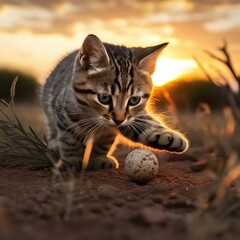 Cat playing with ball