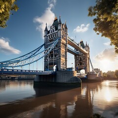 Fototapeta na wymiar Tower bridge london night view purple sky photography AI generated picture