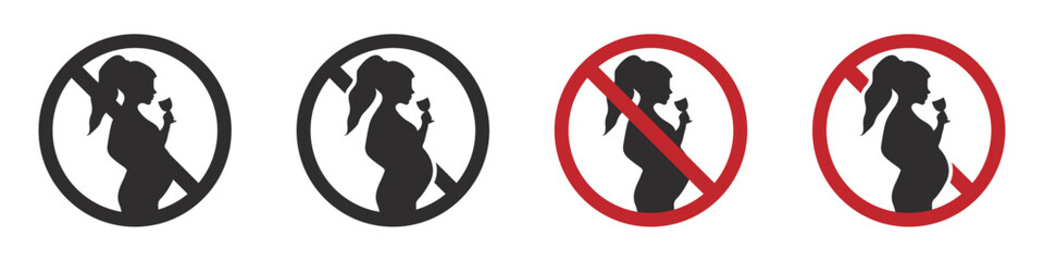 No alcohol during pregnancy vector signs concepts