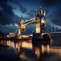 Tower bridge london night view purple sky photography AI generated picture