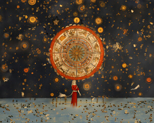 The Red Dress and the Cosmic Circle: A Mystical Encounter in the Dark