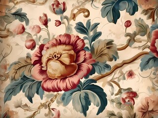 Vintage Wallpaper Floral Pattern of 18th Century Wallpaper linoleum abstract texture background. Decorative wall paint.	