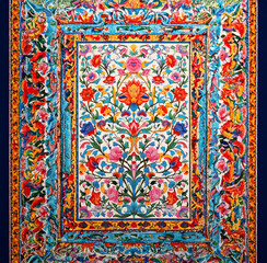 Ornate Tapestry: A Floral Masterpiece with a Blue Background