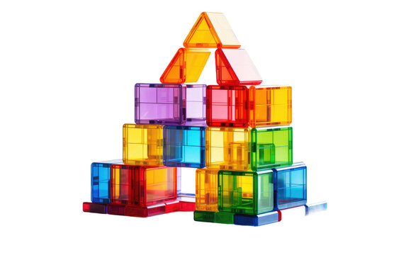 Magnetized Construction Playthings Isolated on Transparent Background PNG.