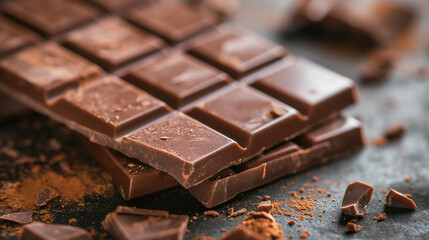 Close-up of a dark chocolate bar.