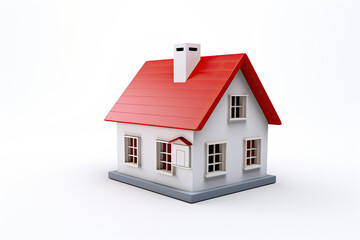 Small White House With Red Roof in a Suburban Neighborhood