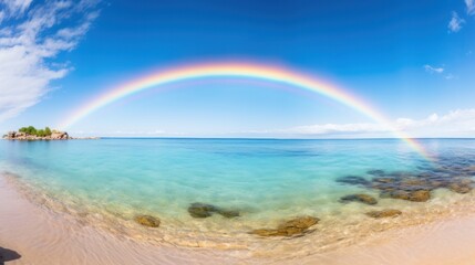 arc en ciel concept, arc en ciel au dessus de la mer, Centered, symmetrical