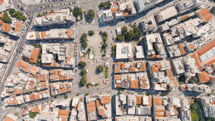 Kavala, Greece. Historic city center. Summer, Aerial View