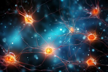 Fototapeta premium Abstract background with interconnected neuron cells and neural networks for scientific research