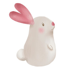 Be my valentine, hand drawn bunny with hearts for valentine's day