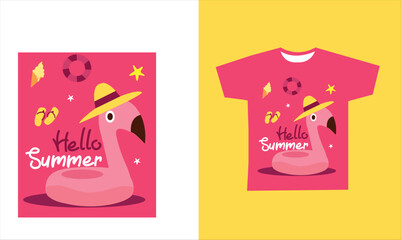 Obraz premium hello summer t-shirt design vector