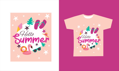 hello summer t-shirt design vector