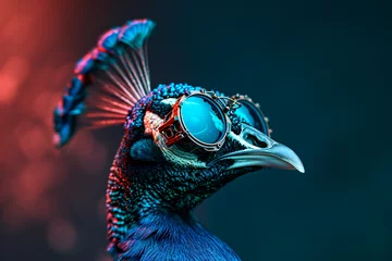 Foto op Plexiglas a Peacock wearing glasses © ayam