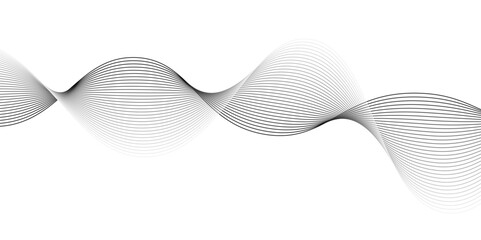 Abstract wave element for design. Digital frequency track equalizer.modern stream curve and technology lines on transparent background.Wave with lines created using blend tool. Curved wavy line, smoot