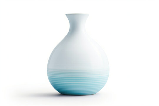 White and Blue Vase on White Background
