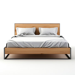 Wooden Framed Bed With White Sheets in a Cozy Bedroom