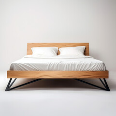 Wooden Frame Bed With White Sheets for a Comfortable Sleep Environment