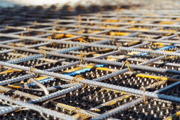 Pile of reinforcing mesh, armature, reinforcement, background, pattern - obrazy, fototapety, plakaty