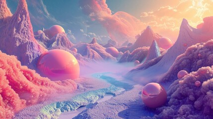 Surreal 3d render scene abstract background wallpaper ai generated - obrazy, fototapety, plakaty