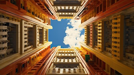 In the LEGO world a tall buildings ventilation - obrazy, fototapety, plakaty