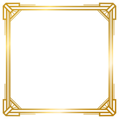 Art Deco gold frame, decorative frames, square gold frame, vintage frame, line geometric wedding label card frame, png transparent background