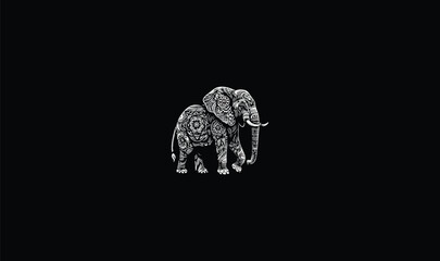 elephant standing logo, flowrs elephant design